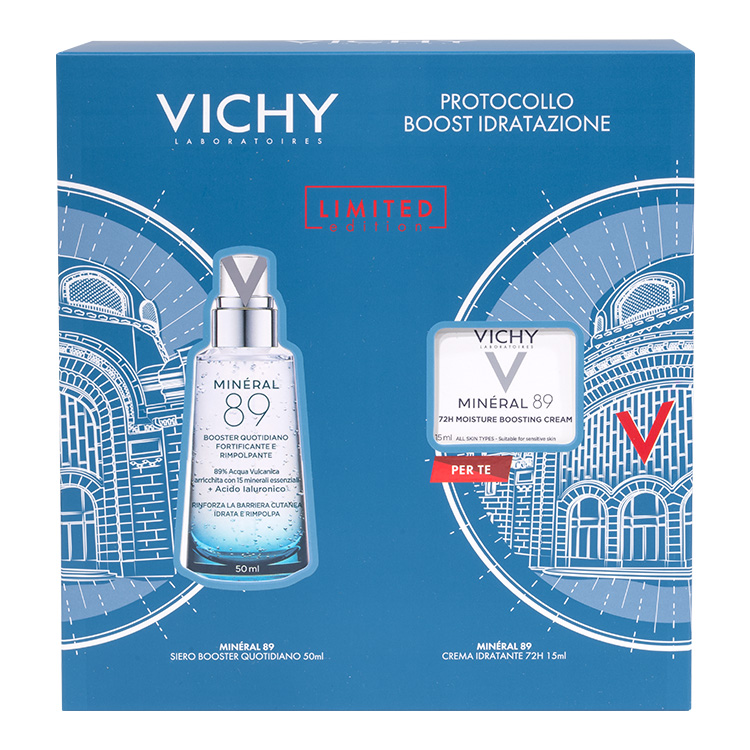 Vichy Mineral 89 Cofanetto con Siero Viso 50ml e Crema Idratante 72h 15ml - Idea Regalo Beauty